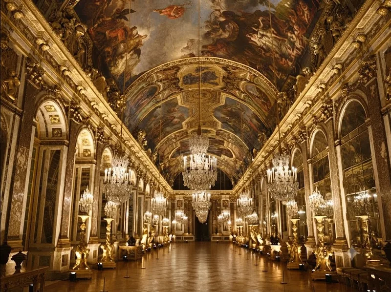 Kiến trúc Baroque cùng nội thất dát vàng tạo nên vẻ xa hoa đặc trưng của cung điện Versailles Pháp.